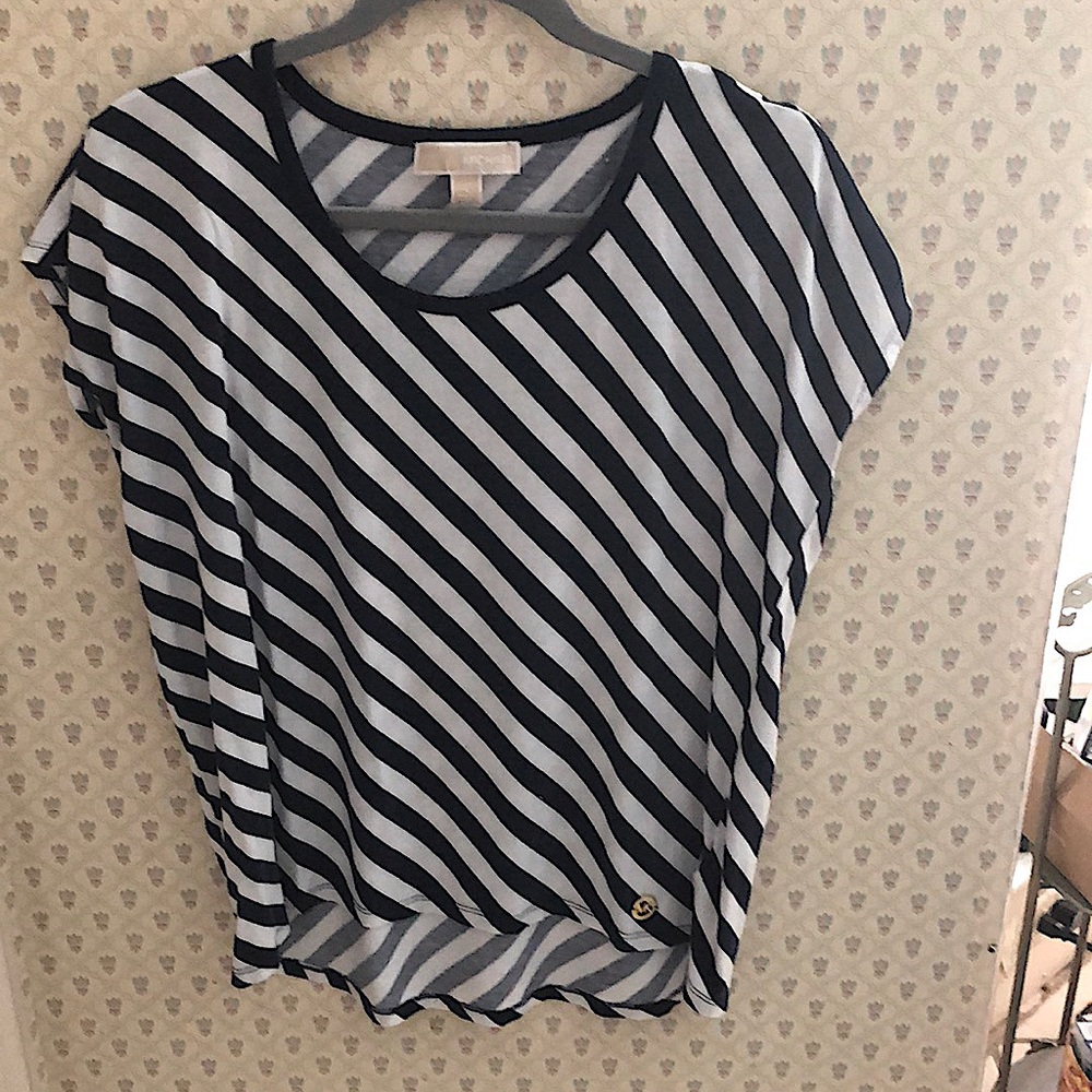 Michael by Michael Kors Navy White stripe shirt